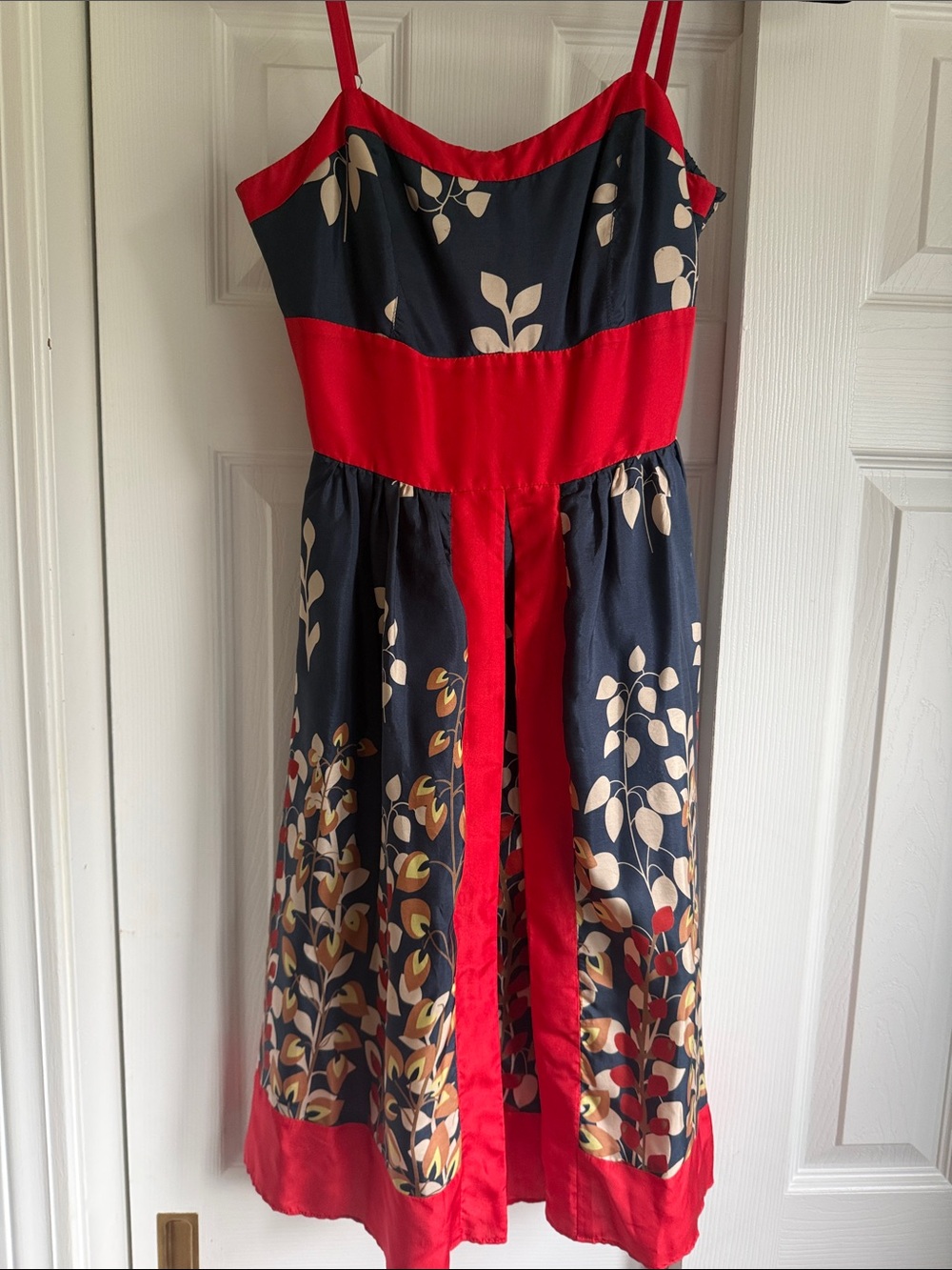 Vintage 2000 HYPE Navy and Red Floral Strap Dress small
